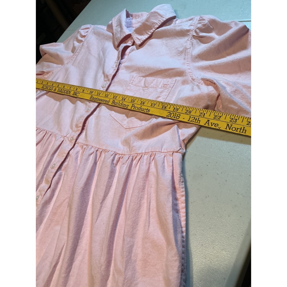 Crown & Ivy Womens Pink Tiered Shirt Dress Long Sleeve Cotton Blend Size L - Picture 3 of 6